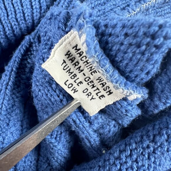 Fred Perry Sweater Vest Adult Medium Blue Faded Cable Knit Sleeveless V Neck - Picture 5 of 10